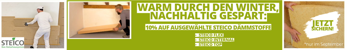 Angebots des Monats September: 10 % Rabatt auf ausgewählte Steico Produkte
