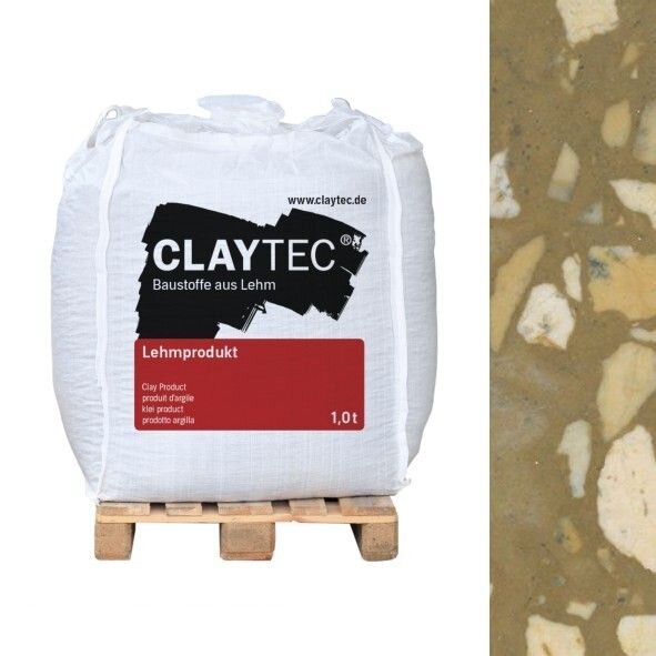 CLAYTEC Lehm-Terrazzo Jura natur-gelb, erdfeucht - 1,0 t Big-Bag