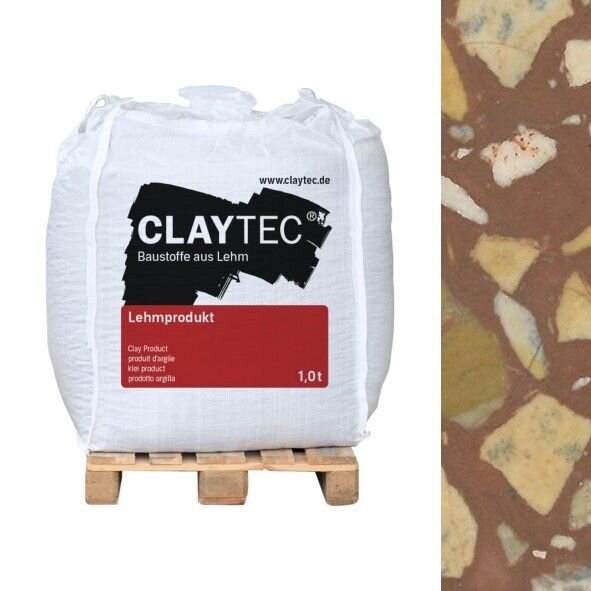 CLAYTEC Lehm-Terrazzo Jura natur-rot, erdfeucht - 1,0 t Big-Bag