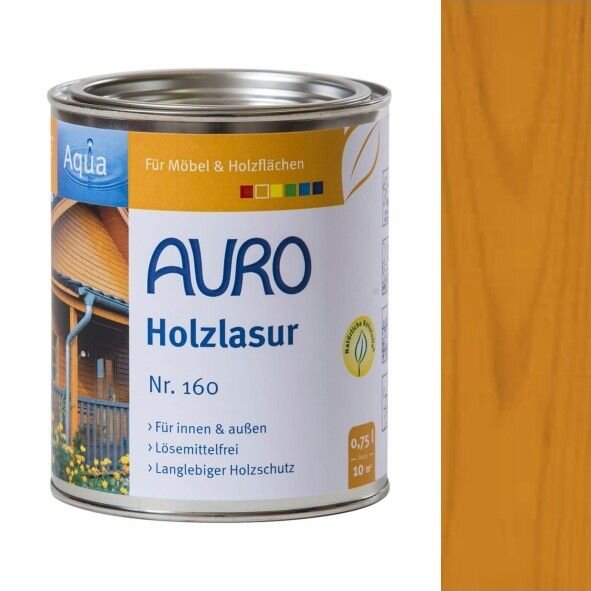 Auro Holzlasur Aqua 160 eiche-hell - 0,75 l Dose