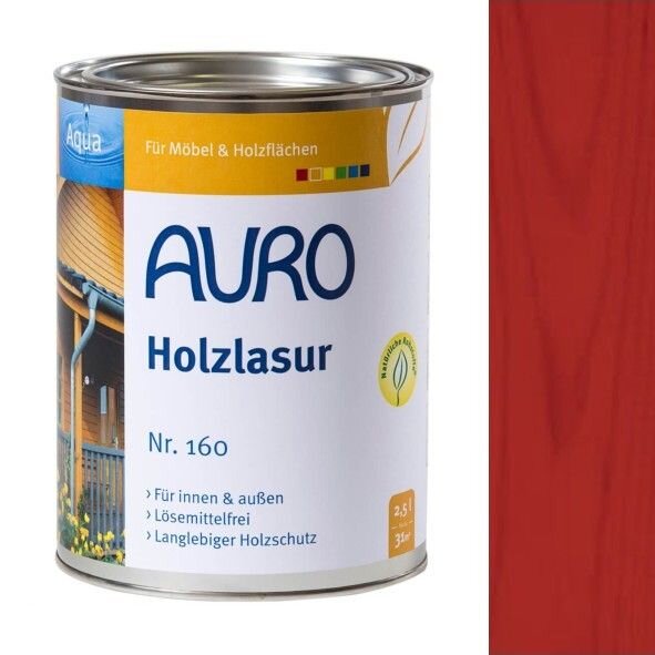 Auro Holzlasur Aqua 160 dunkelrot - 2,5 l Dose