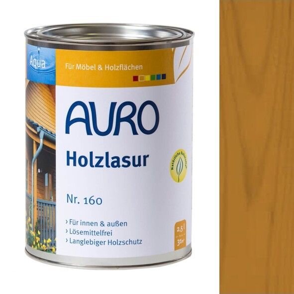 Auro Holzlasur Aqua 160 hellbraun - 2,5 l Dose