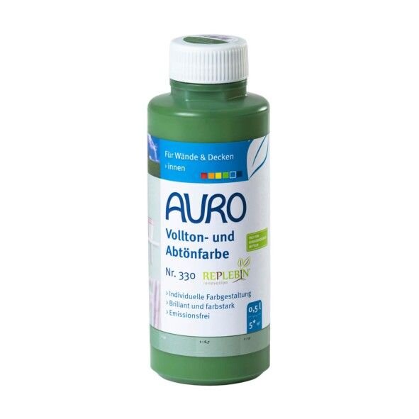 Auro Vollton- und Abtönfarbe 330 chromoxid-grün - 0,5 l Flasche
