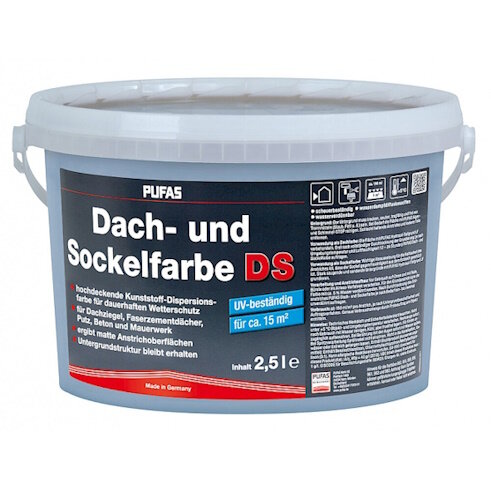 PUFAS Dach- + Sockelfarbe Steingrau - 2,5 l Eimer