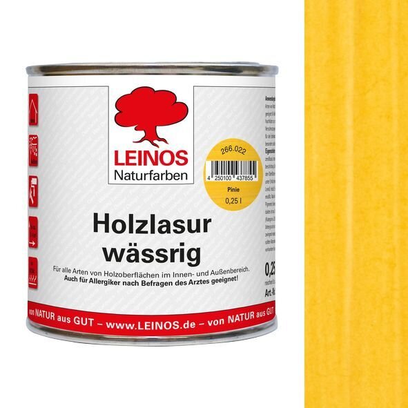 Leinos Holzlasur wässrig 266 Pinie - 2,5 l Dose