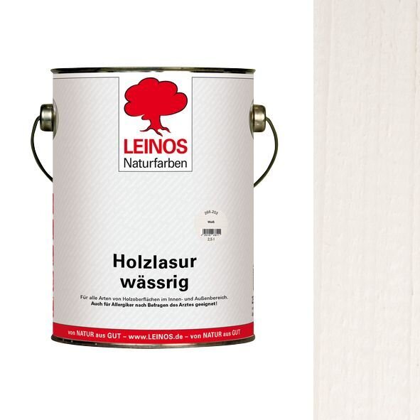 Leinos Holzlasur wässrig 266 Weiß - 2,5 l Dose