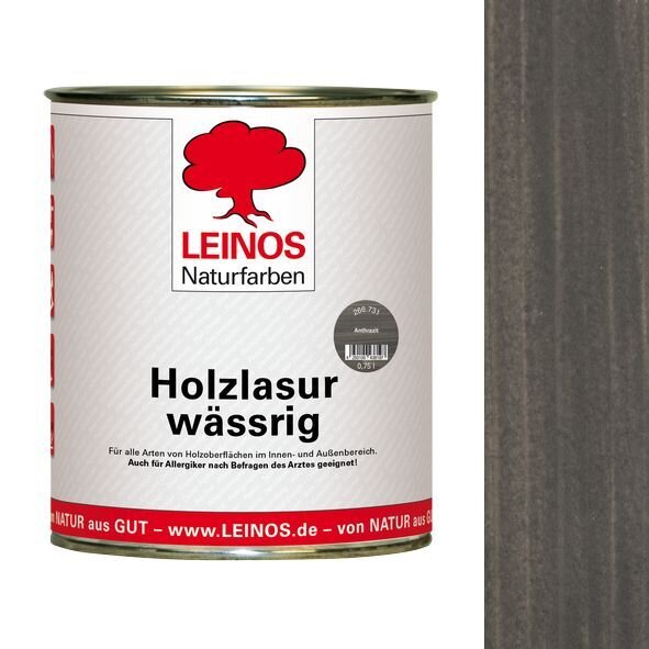 Leinos Holzlasur wässrig 266 Anthrazit - 0,75 l Dose