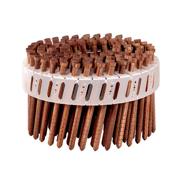 Beck LIGNOLOC Holznägel stumpf, ring mit Kopf im Plastikband 15° 4,7 x 58mm - 1 Karton zu 1000 Stück