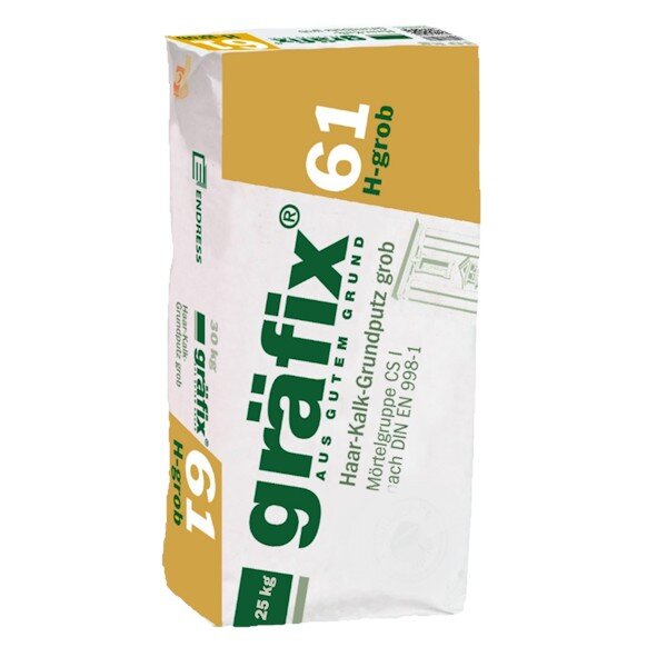 CLAYTEC gräfix 61 Kalk-Grundputz Haar grob - 25 kg Sack