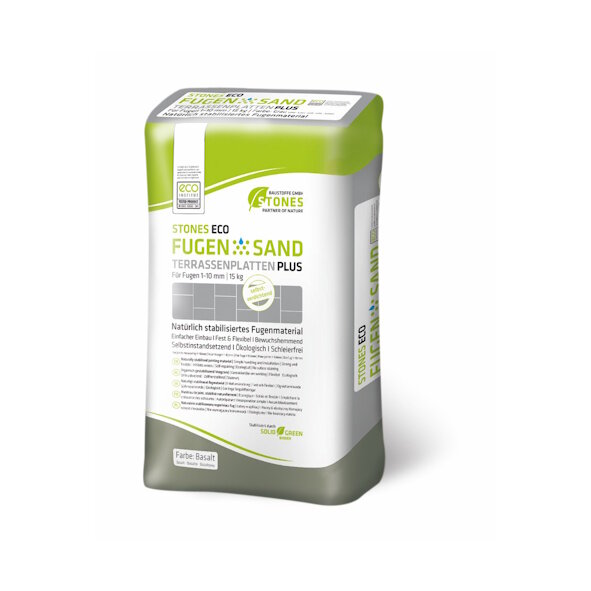 STONES ECO Fugensand Terrassenplatten plus 1-10 mm basalt - 15 kg Sack