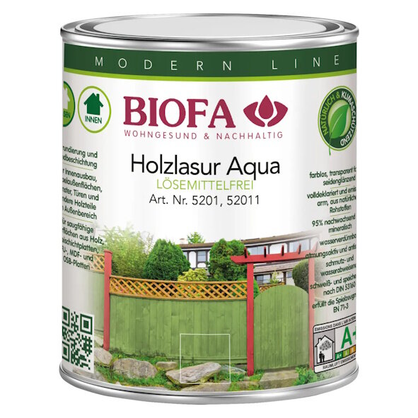 Biofa Holzlasur Aqua 5201 farblos  - 10 l Dose
