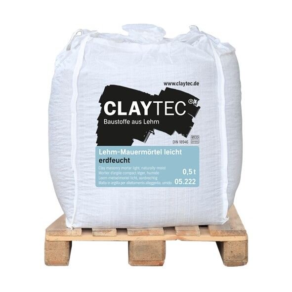 CLAYTEC Lehm-Mauermörtel leicht, erdfeucht, 1400 kg/m³ - 0,5 t Big-Bag