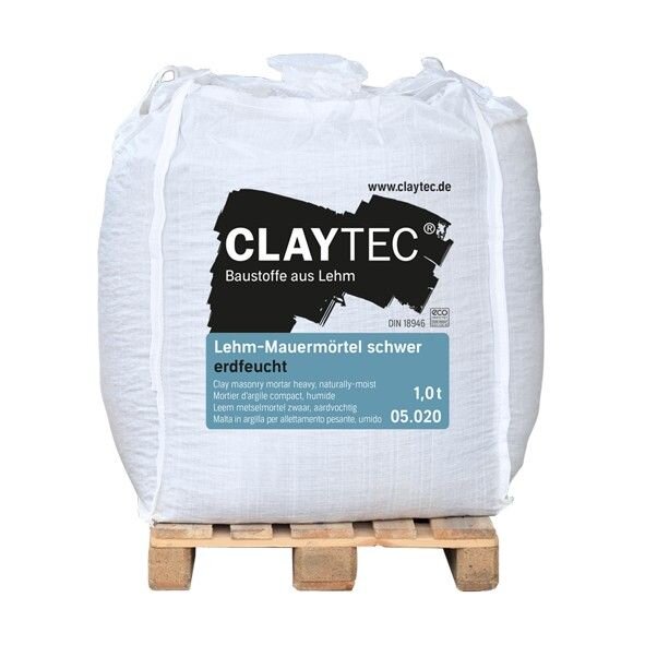 CLAYTEC Lehm-Mauermörtel schwer, erdfeucht, 1800 kg/m³ - 1,0 t Big-Bag
