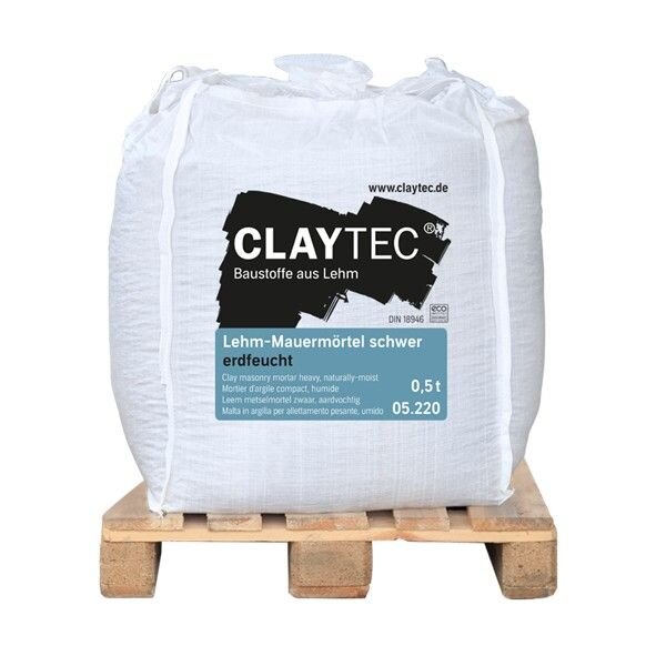 CLAYTEC Lehm-Mauermörtel schwer, erdfeucht, 1800 kg/m³ - 0,5 t Big-Bag
