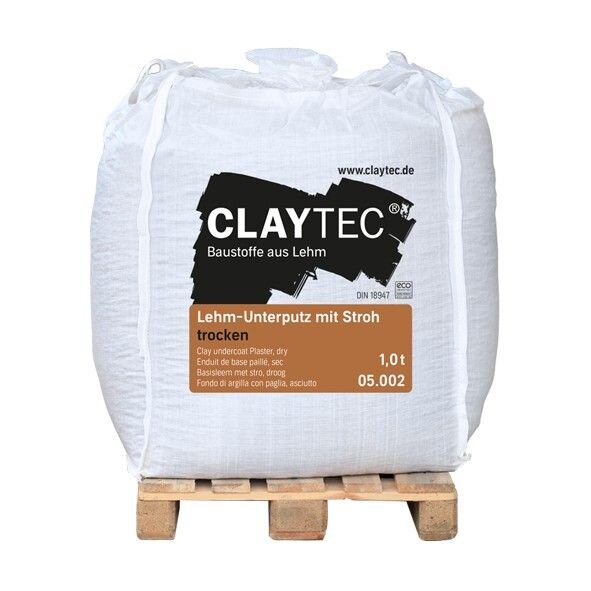 CLAYTEC Lehm-Unterputz mit Stroh, getrocknet - 1,0 t Big-Bag