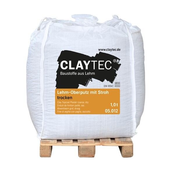 CLAYTEC Lehm-Oberputz grob mit Stroh, getrocknet - 1,0 t Big-Bag