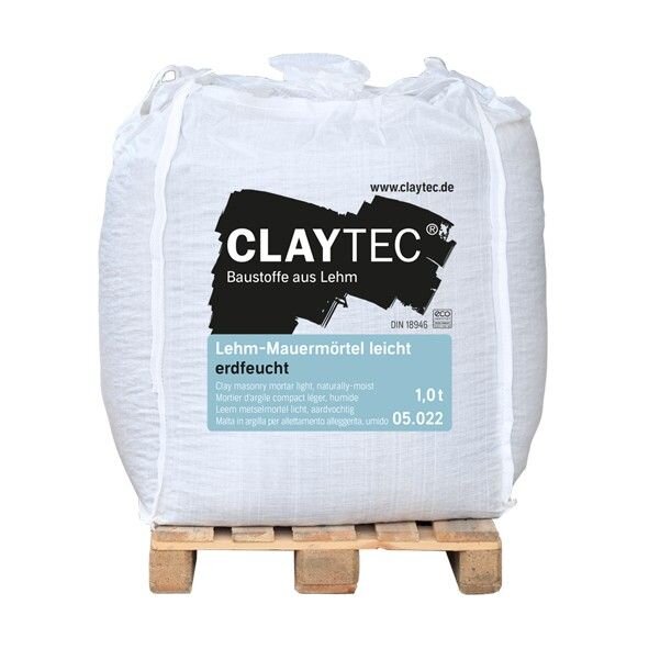 CLAYTEC Lehm-Mauermörtel leicht, erdfeucht, 1400 kg/m³ - 1,0 t Big-Bag