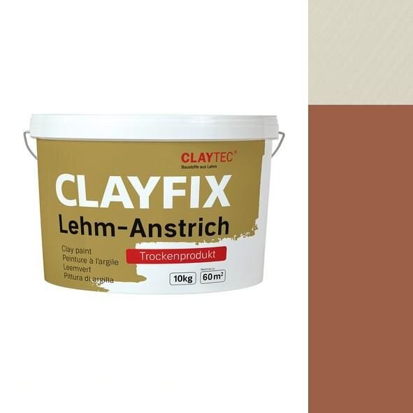 CLAYTEC CLAYFIX Lehm-Anstrich ROGE 1.0 ohne Korn - 10 kg Eimer