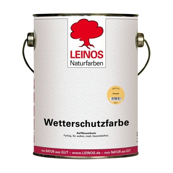 Leinos Wetterschutzfarbe auf Wasserbasis 855 Maisgelb - 2,5 l Kanister