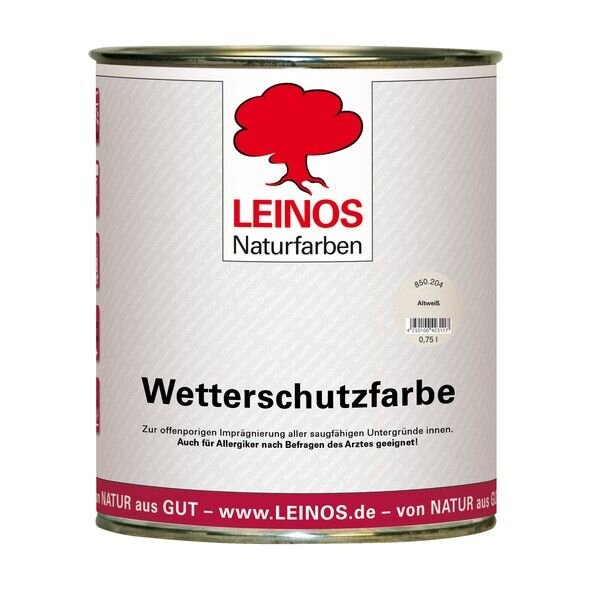 Leinos Wetterschutzfarbe auf Ölbasis 850 Altweiß - 0,75 l Dose