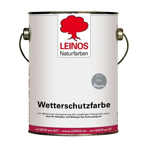 Leinos Wetterschutzfarbe auf Ölbasis 850 Stahlgrau - 2,5 l Kanister