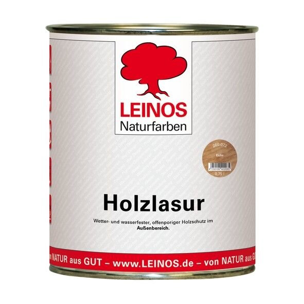 Leinos Holzlasur für außen 260 Eiche - 0,75 l Dose