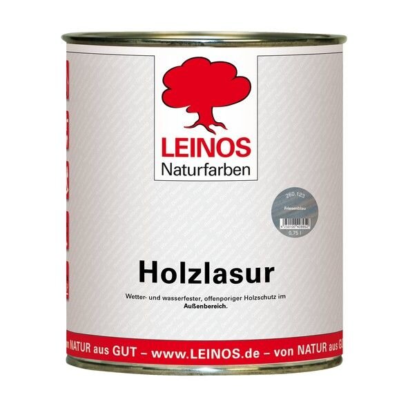 Leinos Holzlasur für außen 260 Friesenblau - 0,75 l Dose