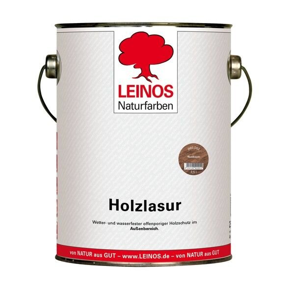 Leinos Holzlasur für außen 260 Nussbaum - 2,5 l Dose