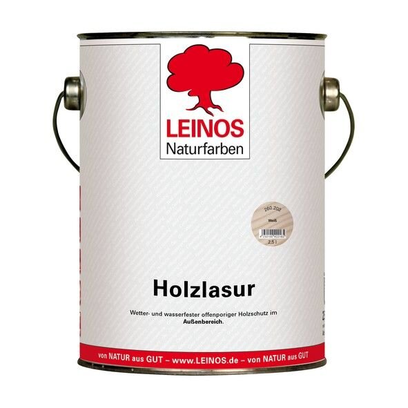 Leinos Holzlasur für außen 260 Weiß - 2,5 l Dose